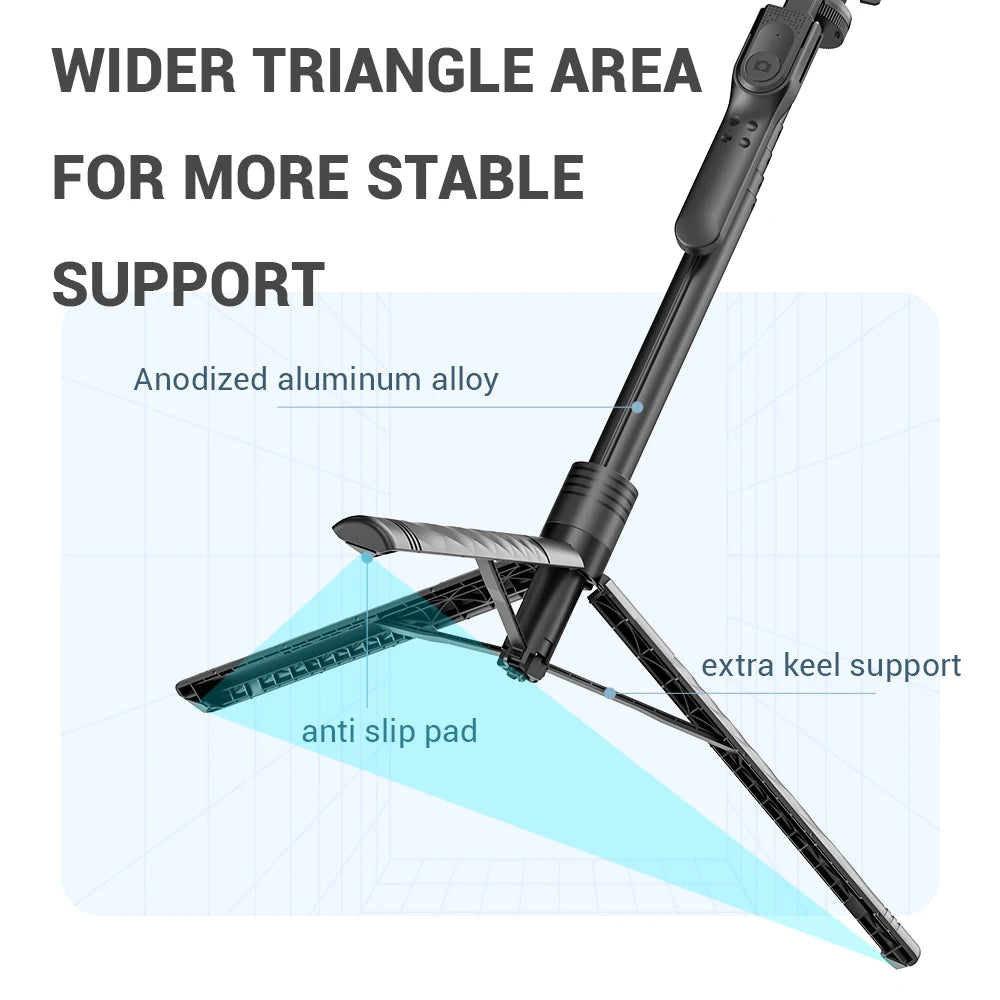 360 Degree Rotation Handheld Stabilizing Selfie Stick Tripod Phone Holder with Wireless