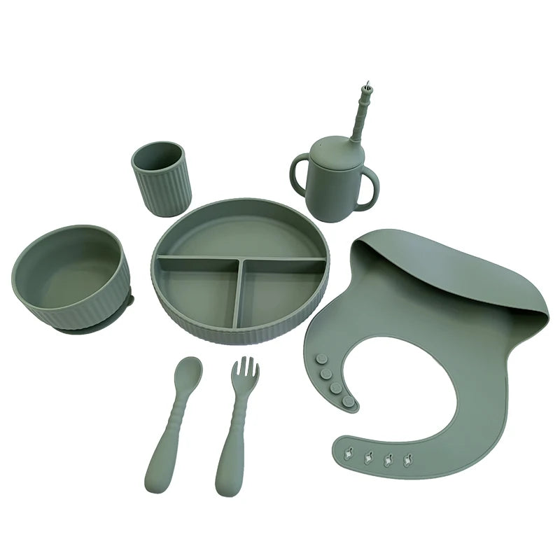 Silicone Tableware Baby Products Eating Set Feeding Supplies Dining Plate Set Baby