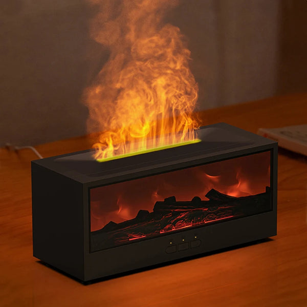 Portable USB Fireplace Diffuser for Essential Oils, Flame Effect