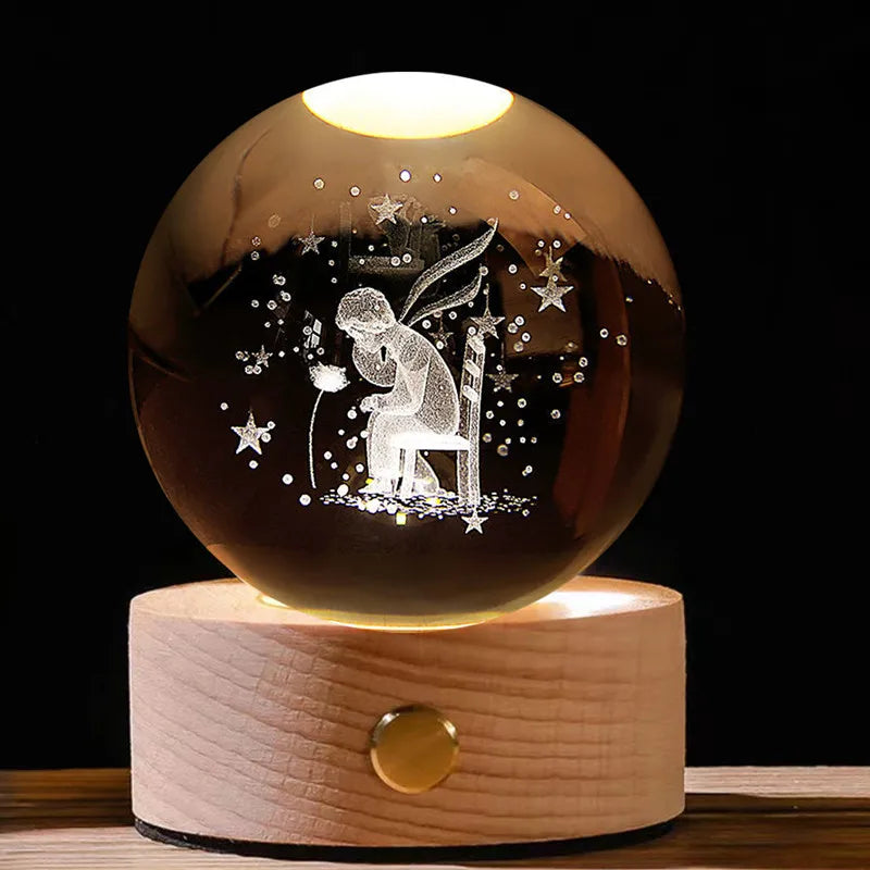 Luminous Crystal Ball Star Touch Rechargeable Nightlight Ornaments Birthday Gift Girls