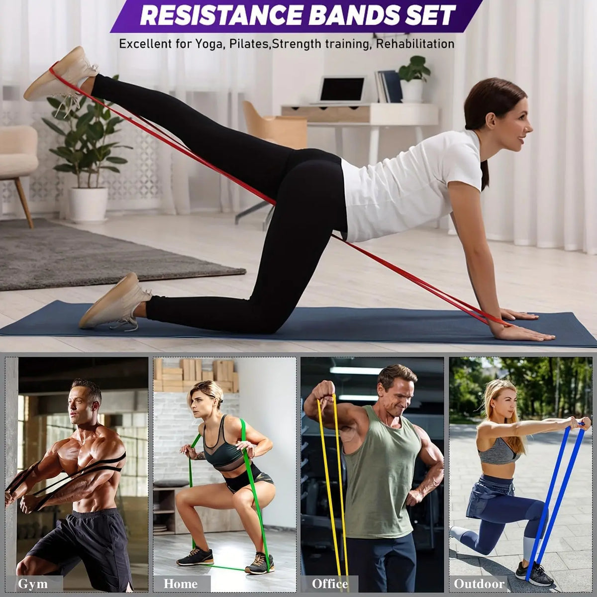 Custom Fitness Elastic Resistance Bands Set for Exercise