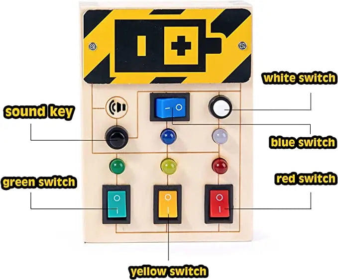 Wood Toddler Montessori Busy Board Toys Educational LED Light Switch DIY Wooden Busy