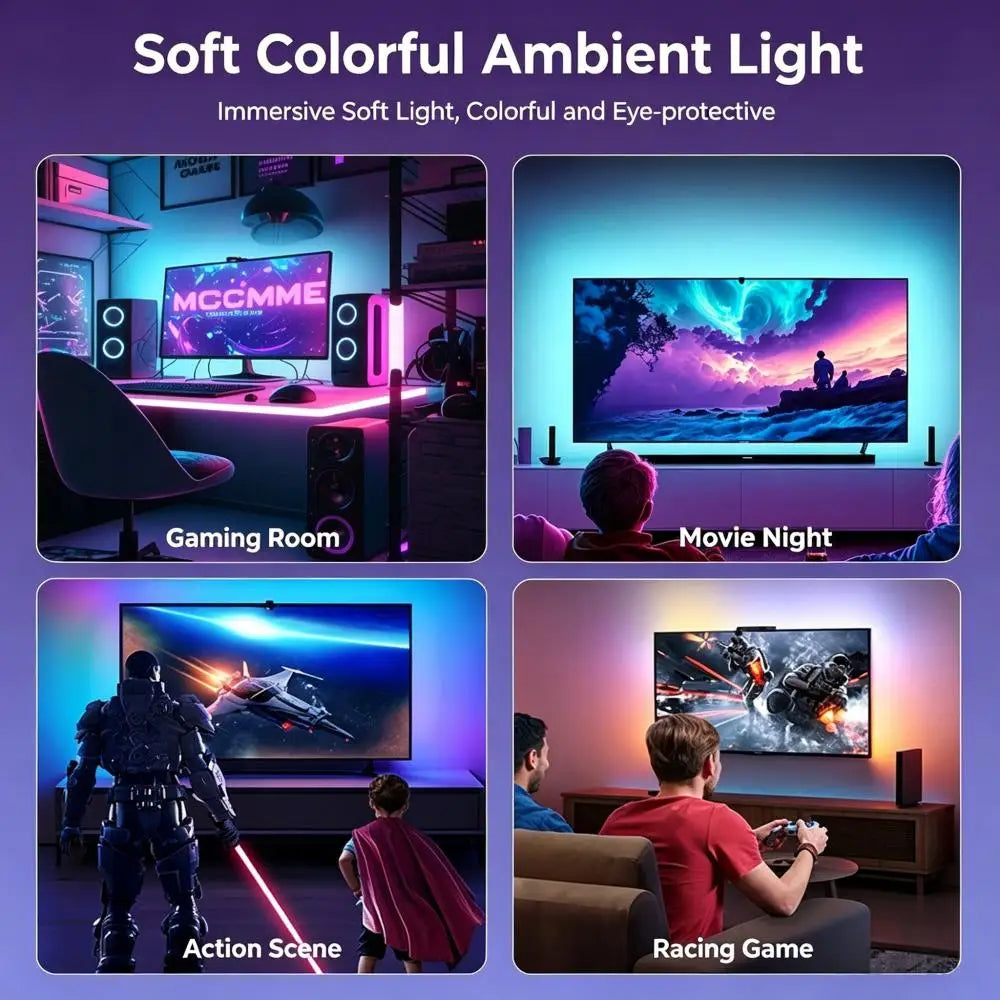 USB TV Screen-Sync Ambient Light With RGB LED Strip Intelligent Dynamic Flowing Hues