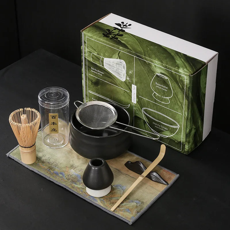 7PCS Gift Box Professional Matcha Kit Luxury Japanese Chawan Matcha Whisk Set