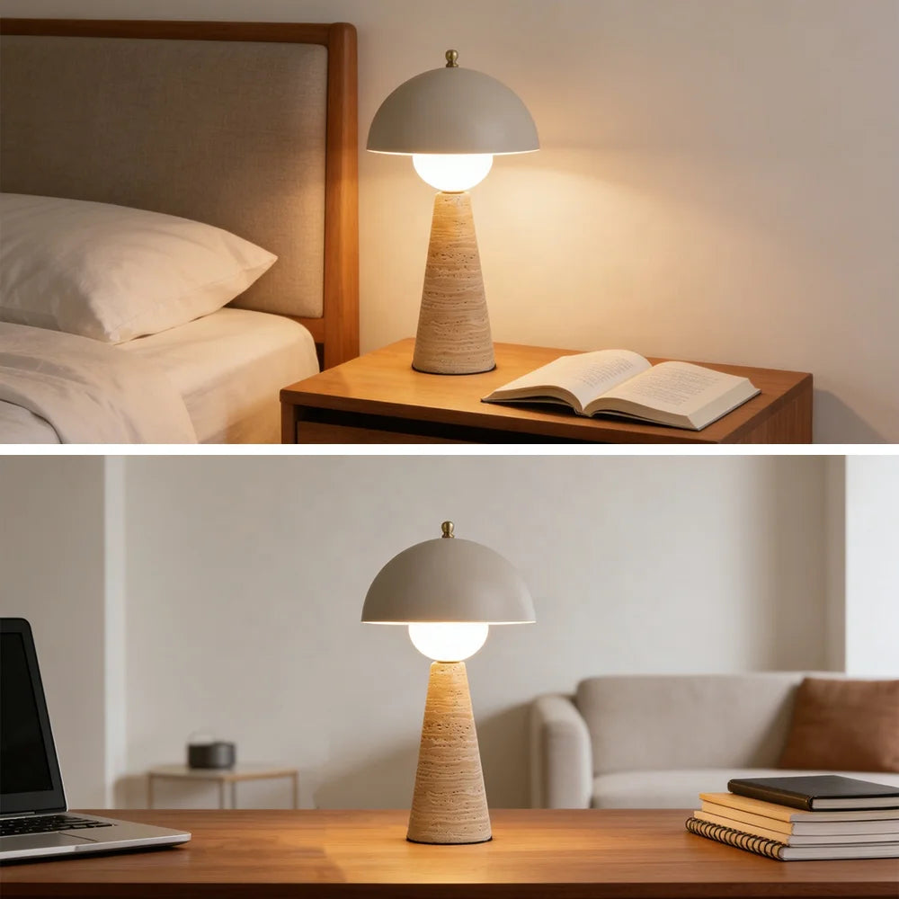 Bedroom Decorative Nordic Bedside Modern Led Metal Luxury Mushroom Stone Marble Table Lamp
