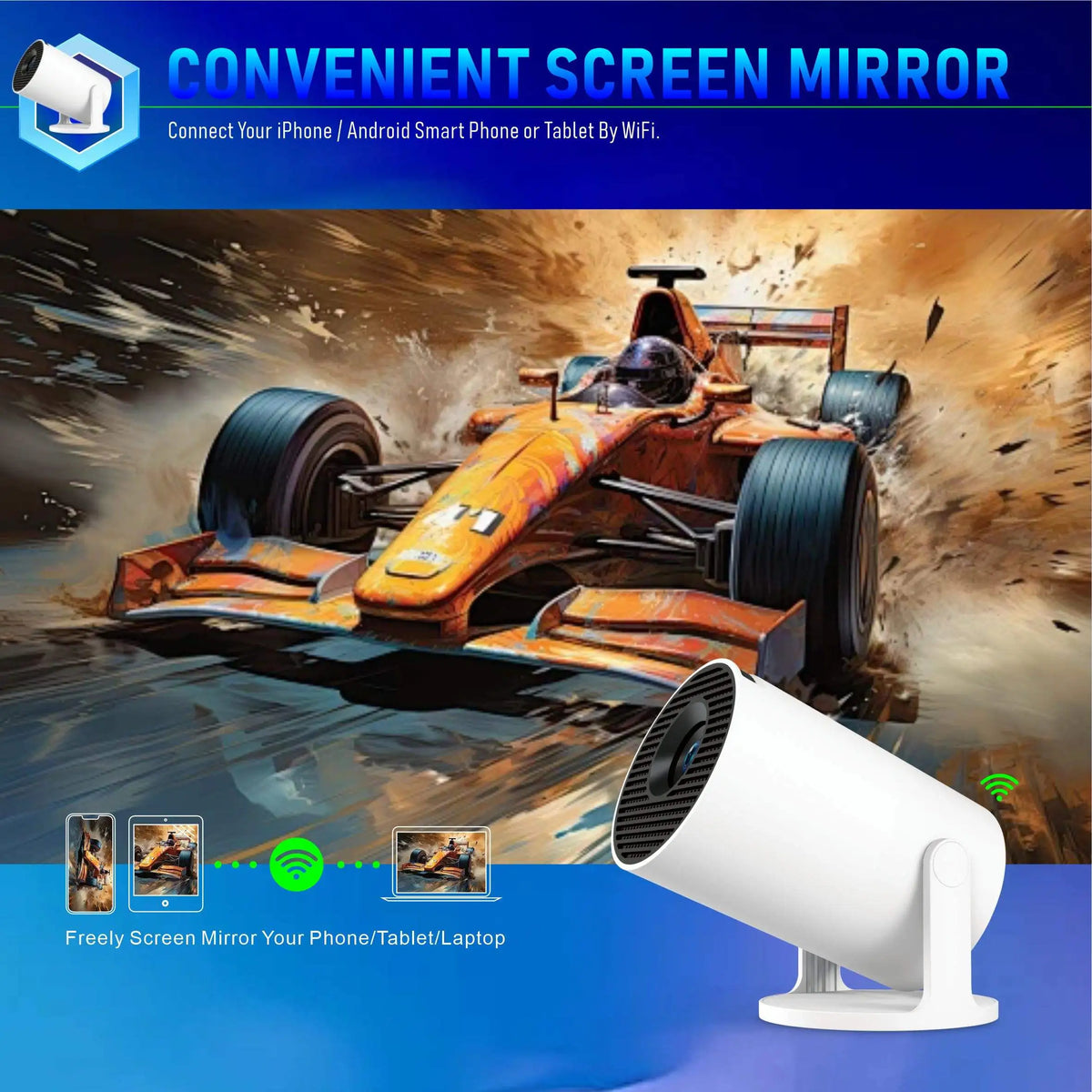 Led Video Hy300Mini Smart Projector Portable Mini Projector Mobile Phone Wireless