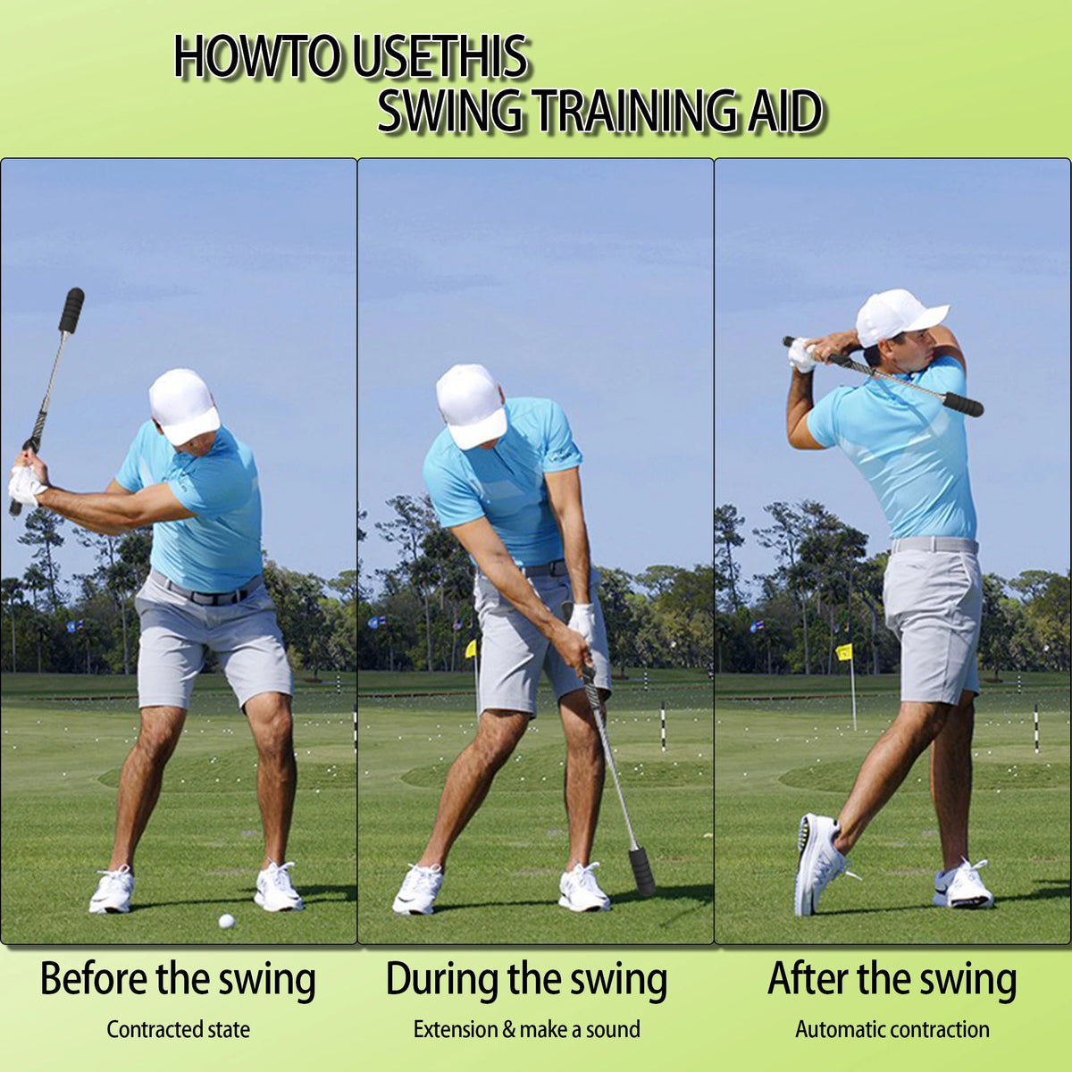 Automatic Spring Retraction Golf Swing Trainer Sound Rhythm Release Strength Grip Speed