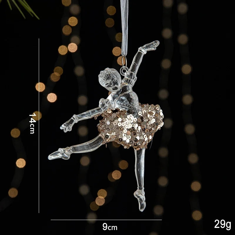 Christmas Ornaments Sequins Acrylic Transparent Snowflake Pendant Hanging Decor Christmas