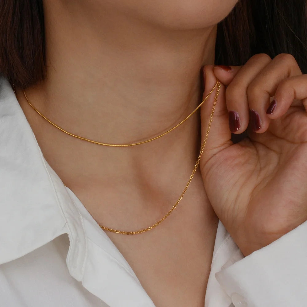 Tarnish Free 18K Gold PVD Plated Jewelry Stainless Steel Herryingbone Chain Necklace