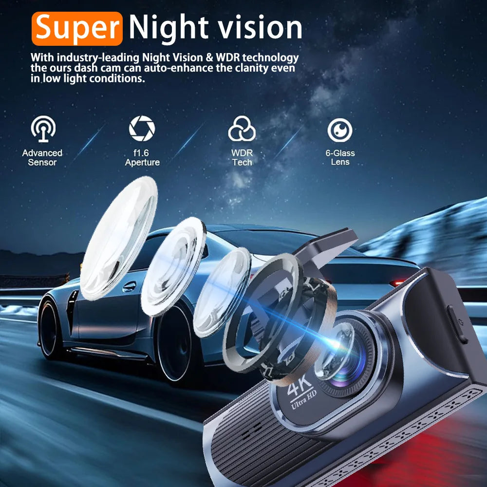 New C18 Front Rear Dual Recording 4K Dash Cam High-Definition Night Vision WiFi