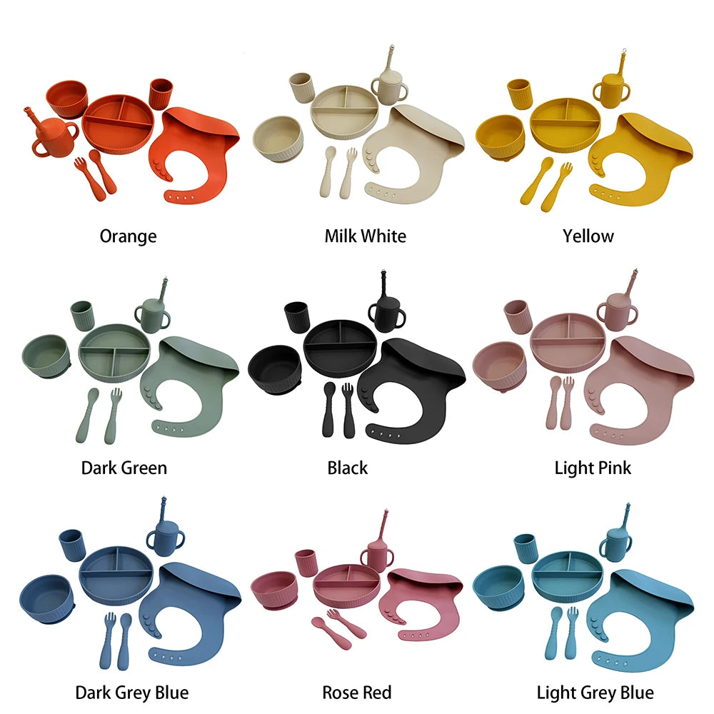 Silicone Tableware Baby Products Eating Set Feeding Supplies Dining Plate Set Baby