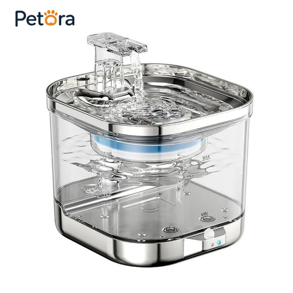 Quiet Cat Water Fountain 2L with Visible Tank and Automatic Water Flow