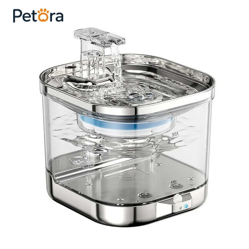 Quiet Cat Water Fountain 2L with Visible Tank and Automatic Water Flow