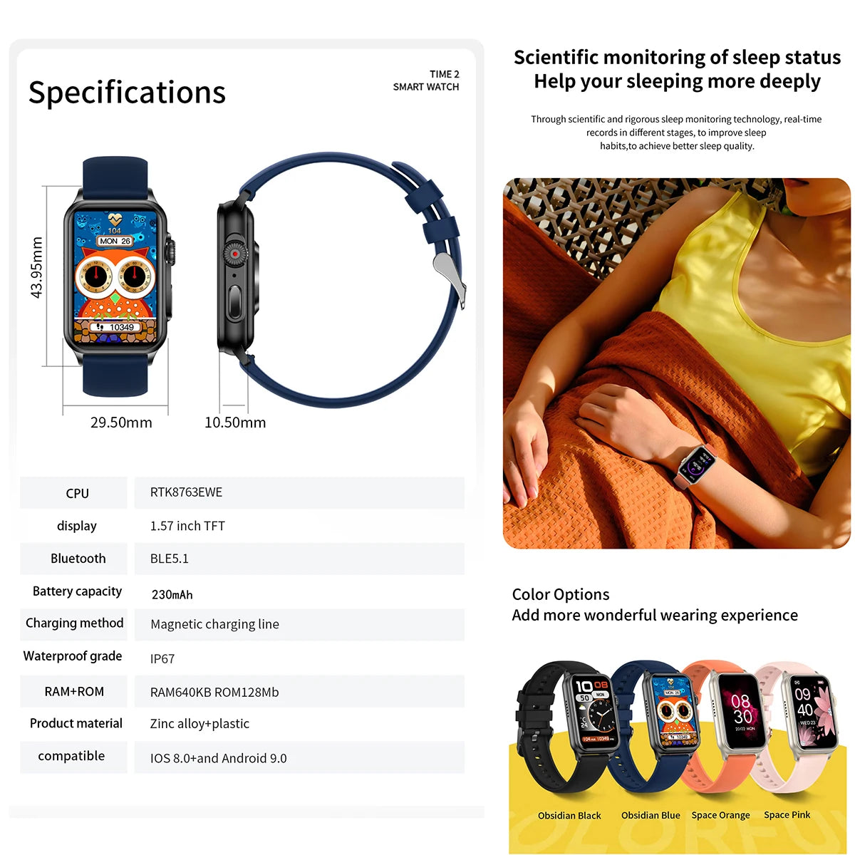 New Smartwatch Fashion 1.57inch Bt Call Blood Oxygen Reloj Inteligente Android Smart