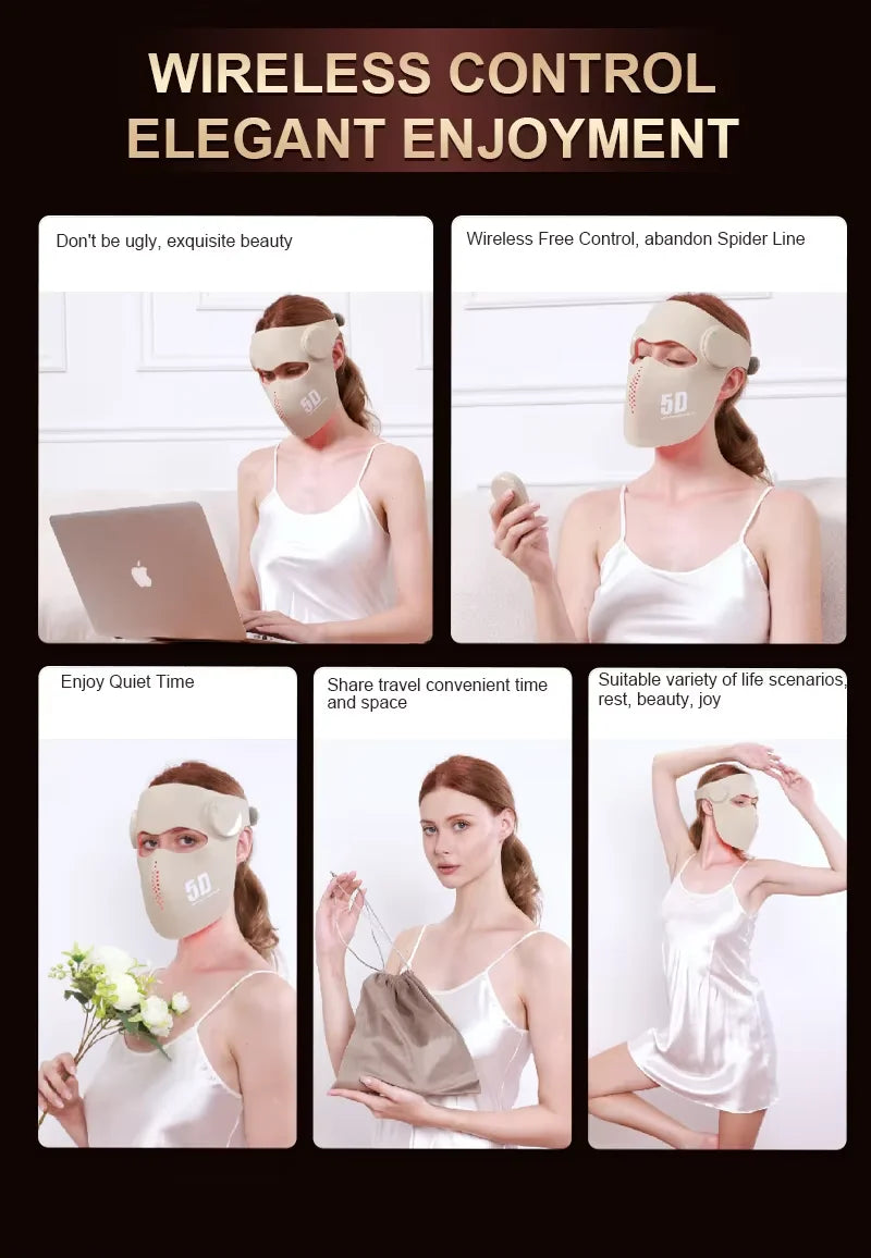 New 3D Facial Mask Lazer 660Nm 850Nm 1064Nm Silicone Facial Mask Red Light Therapy Laser