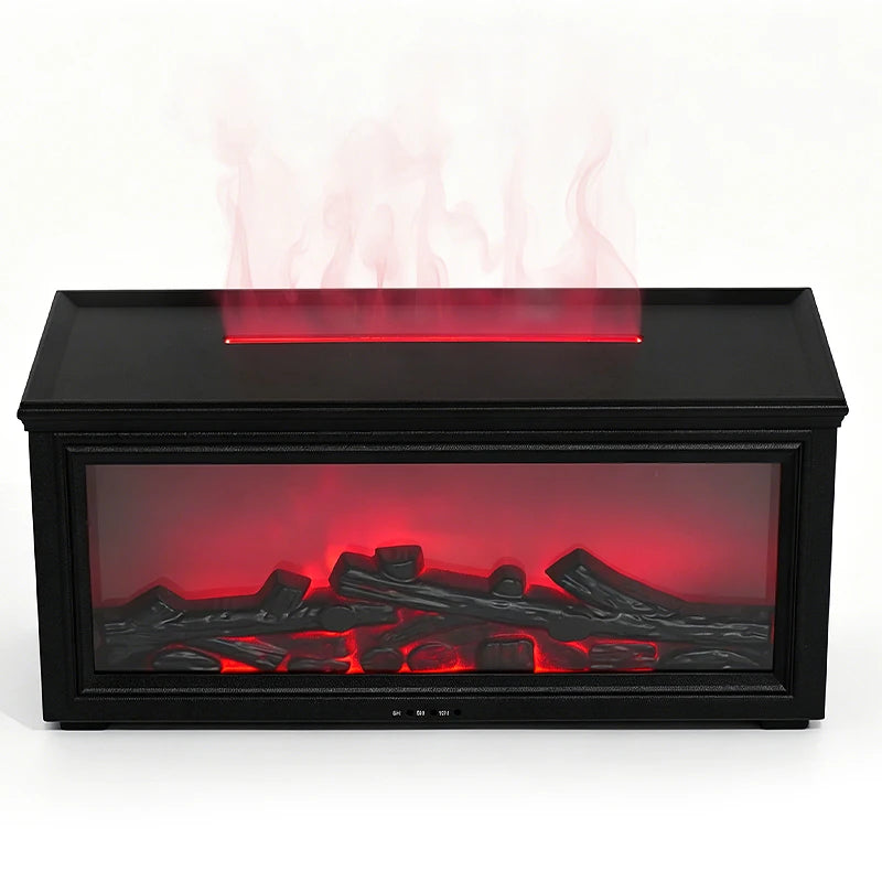 3D Flame Fireplace Aroma Diffuser Humidifier with LED Lighting Eco-Friendly Design