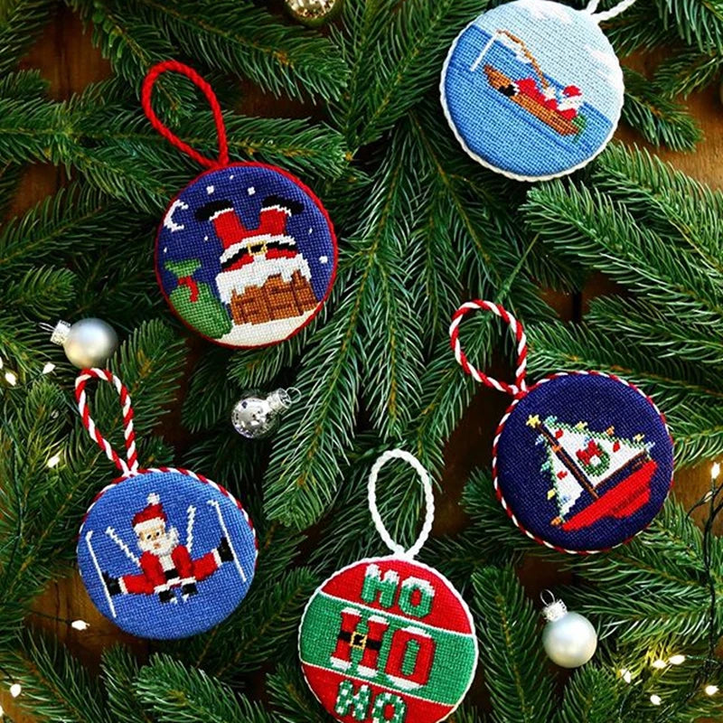 Custom Christmas Red Bows Needlepoint Ornament for Christmas Tree