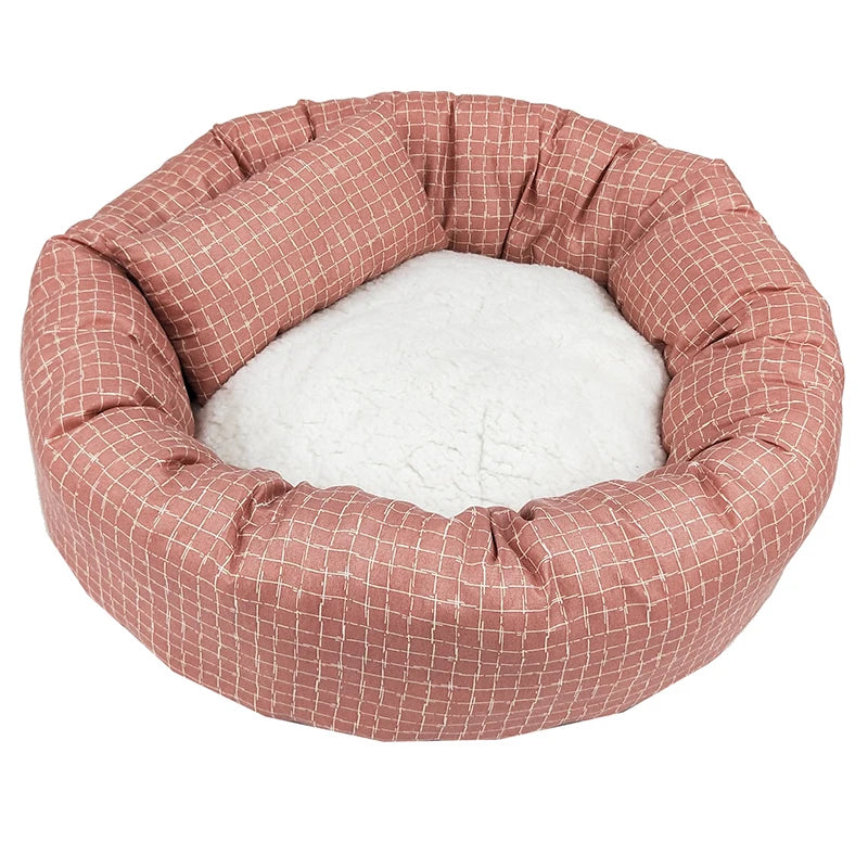 Custom Soft Washable Comfortable Round Donut Eco Friendly Luxury Solid Modern Cat Dog Bed