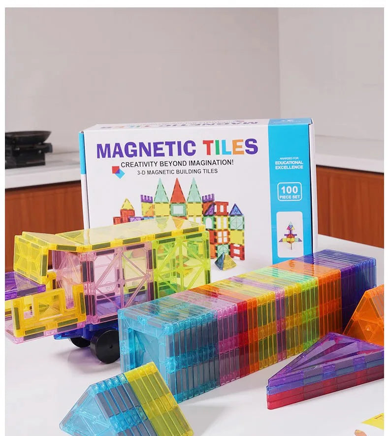 Large Colorful Window Magnetic Tiles Strong Magnetic Building Blocks Children'S