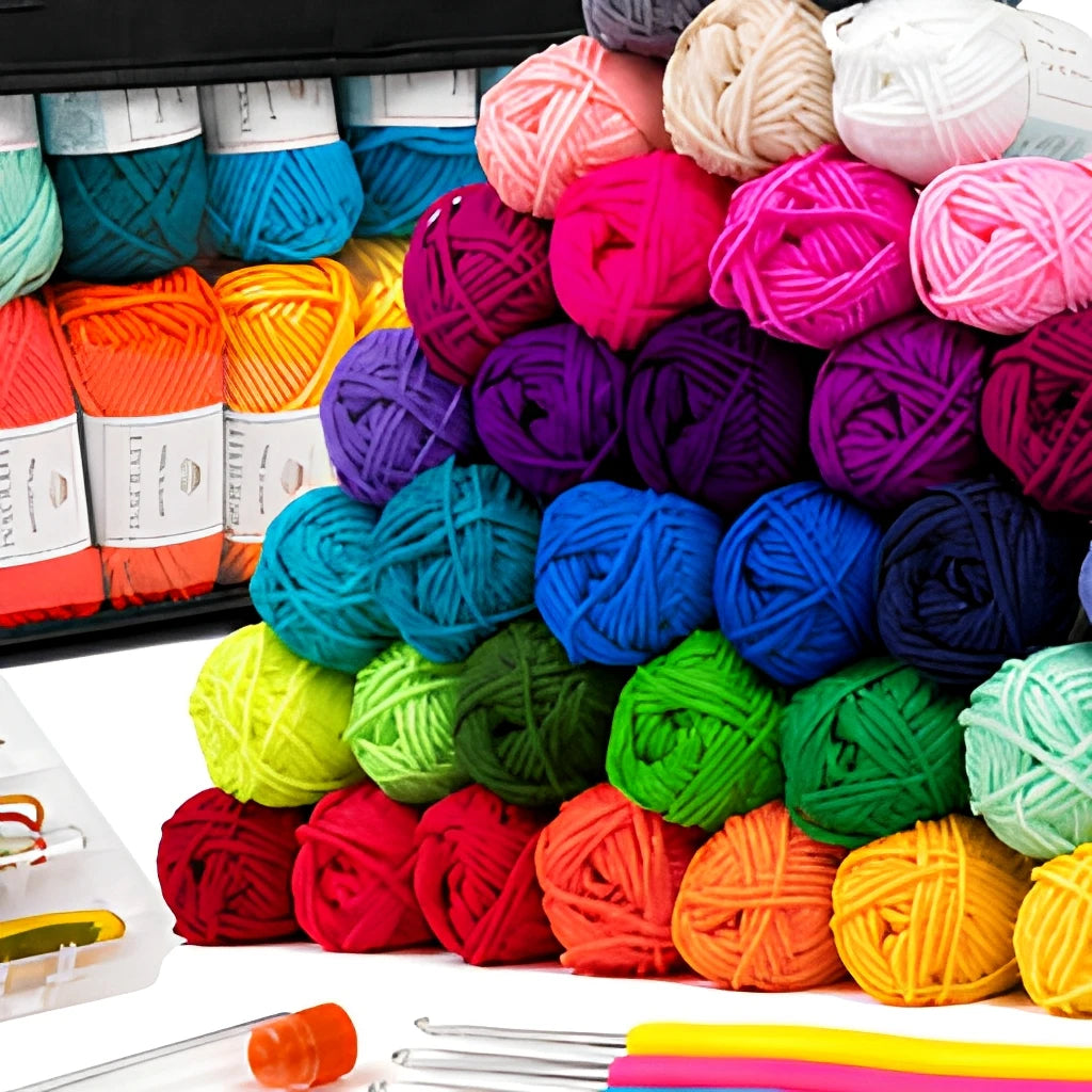 113Pcs Crochet Kit Yarn Knitting Material Set DIY Handcraft Supplies with Hooks Tools