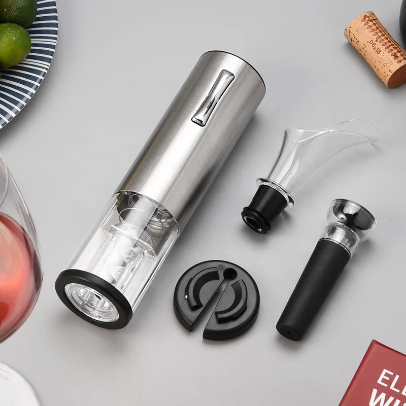 New Stainless Steel Rechargeable Electric Wine & Champagne Corkscrew Bottle Opener Gift