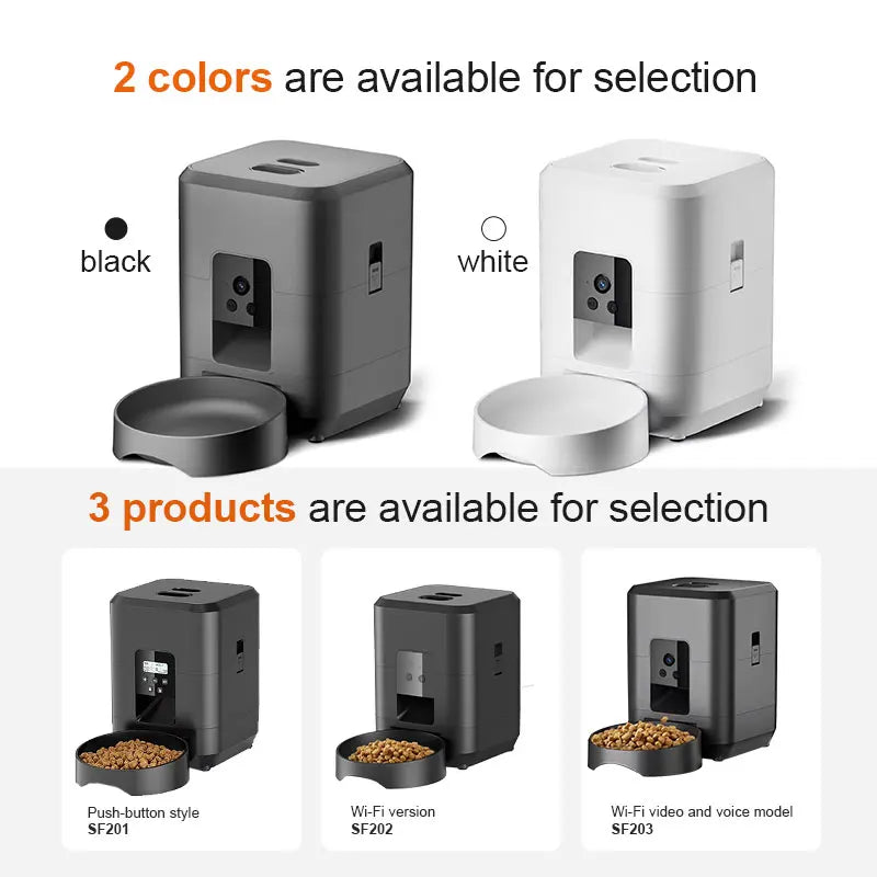 2L Automatic Dog Feeder for Dry Food, Timed Portions, WiFi and Camera Models