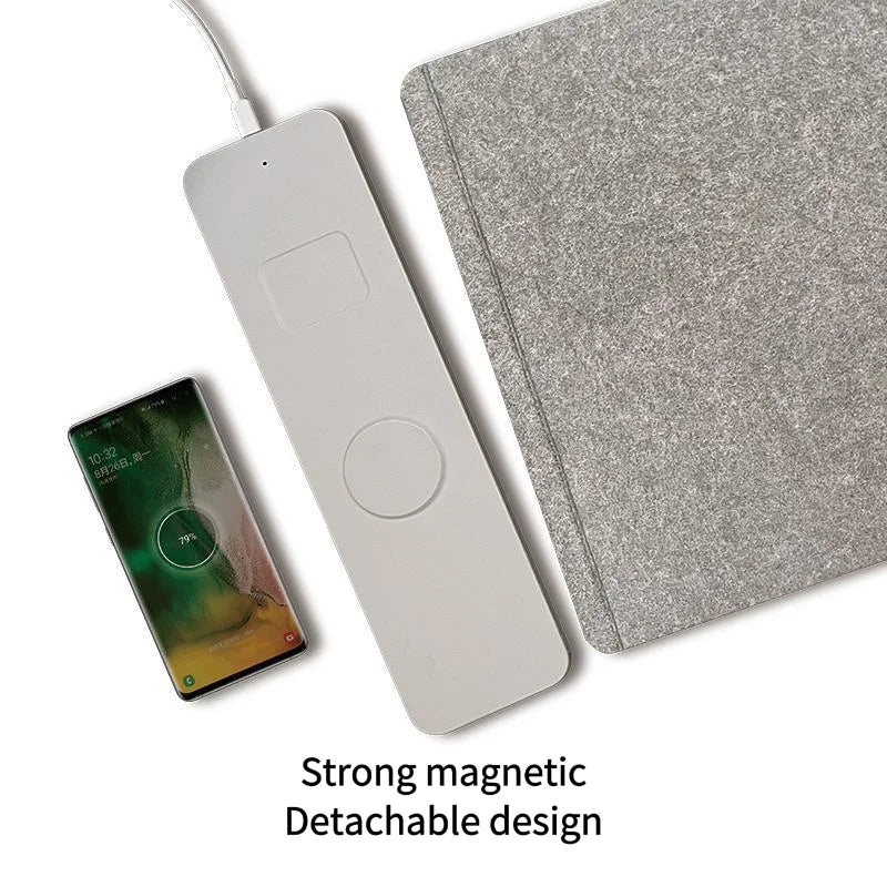 Detachable Magnetic Fast 15W Wireless Charging PU Leather Desk Mat Mouse Pad Water