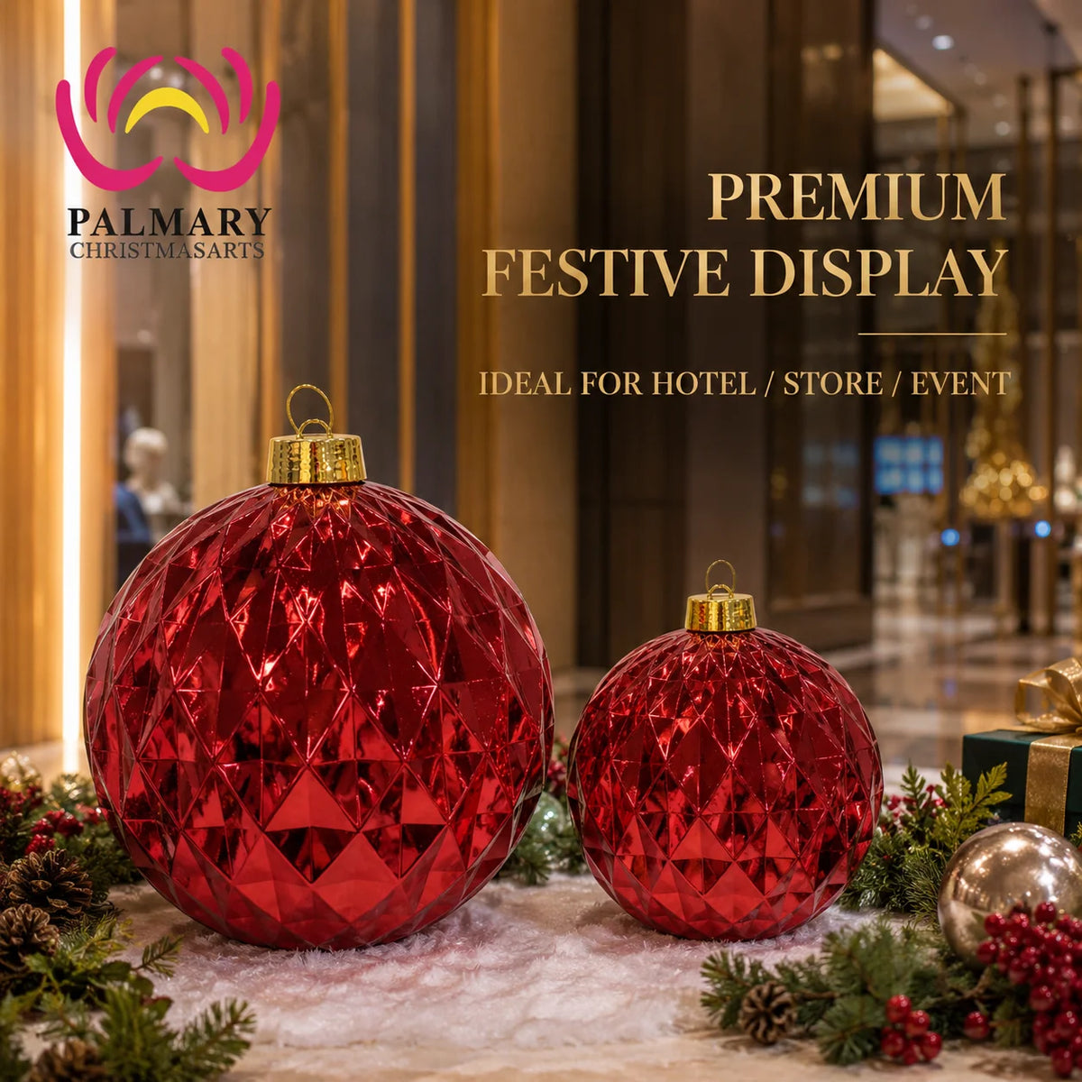 Handmade Plastic Ball Ornament Set Indoor Christmas Decoration With Shiny Finish For Tree