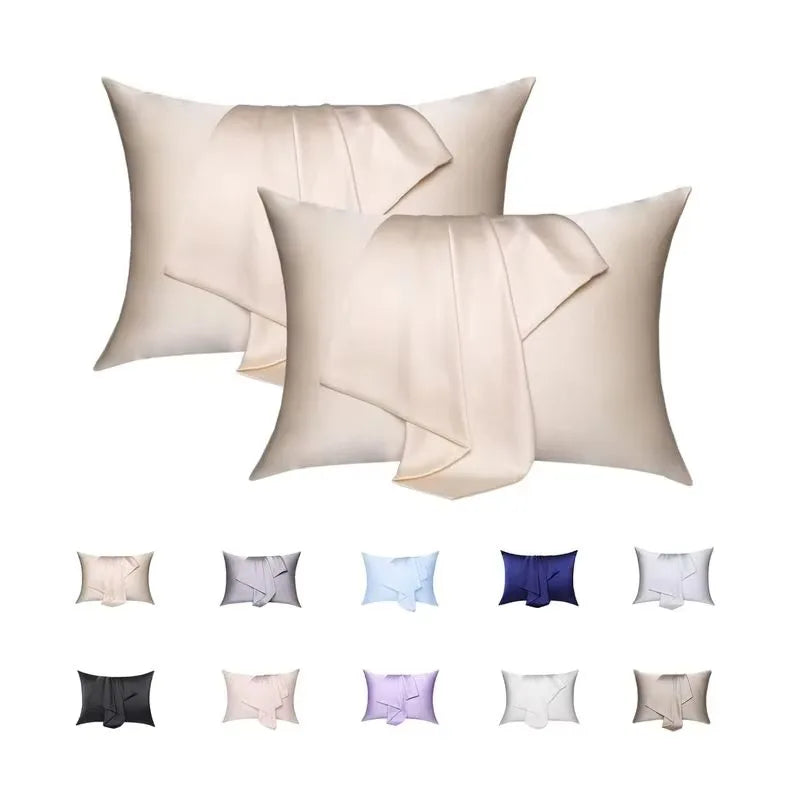Customizable 100% Silk Satin Pillowcase 22 Momme Seamless Silver Ion Antibacterial Zipper