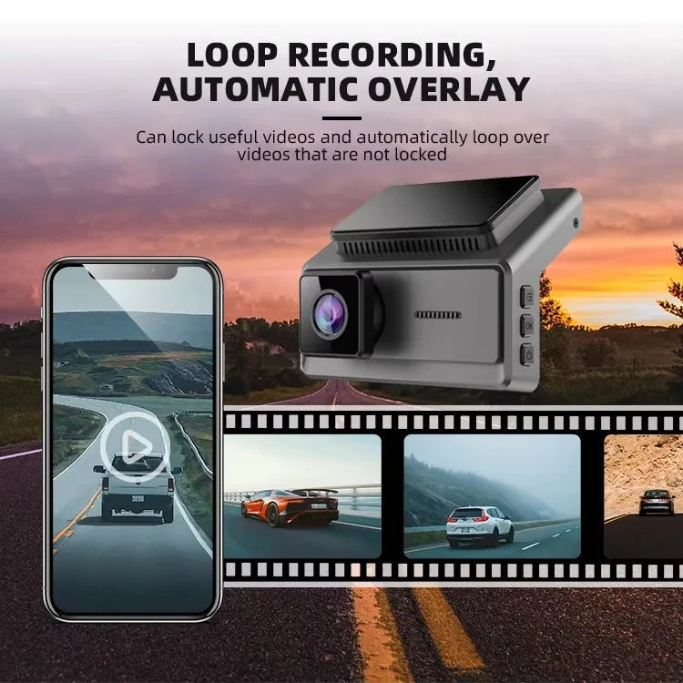 Full HD 2K Front+1K Rear 2 Channel Camera Dashcam 3.16 Inch IPS Screen Car DVR Front