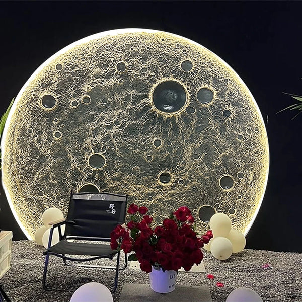 3D Relief Fiberglass Reinforced Plastic Wall Lamp, Moon, Popular Atmosphere, High-End