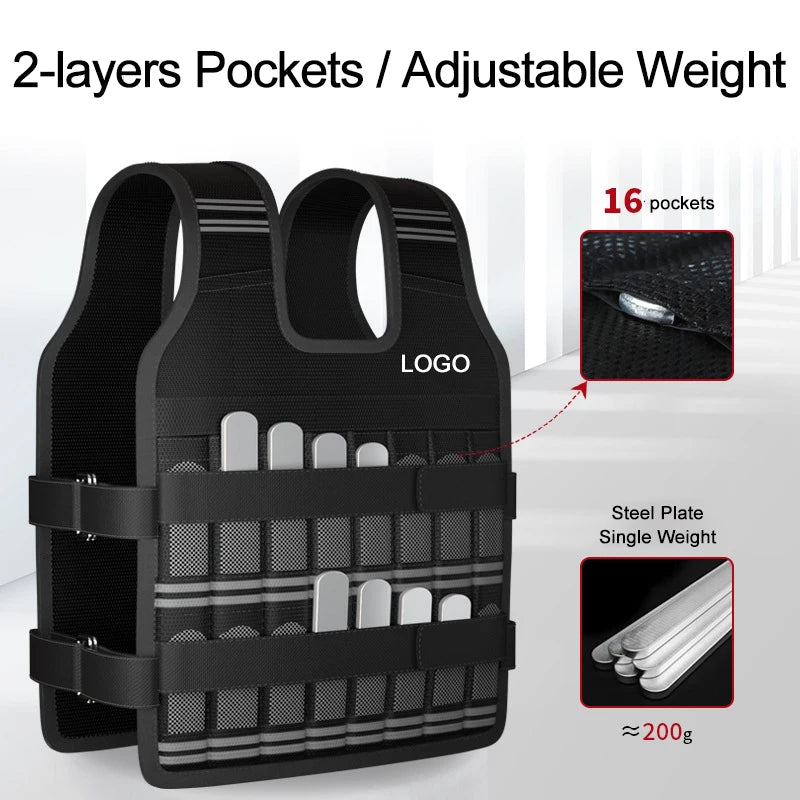 Custom Made Vigor Power Gear Model WV01 Durable Adjustable Steel Plate Weighted Vest