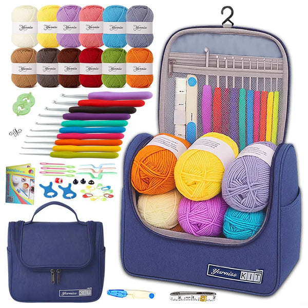 Beginner Crochet Starter Kit with 840Yds Soft Yarn, 10 Sizes Hooks & Storage Case
