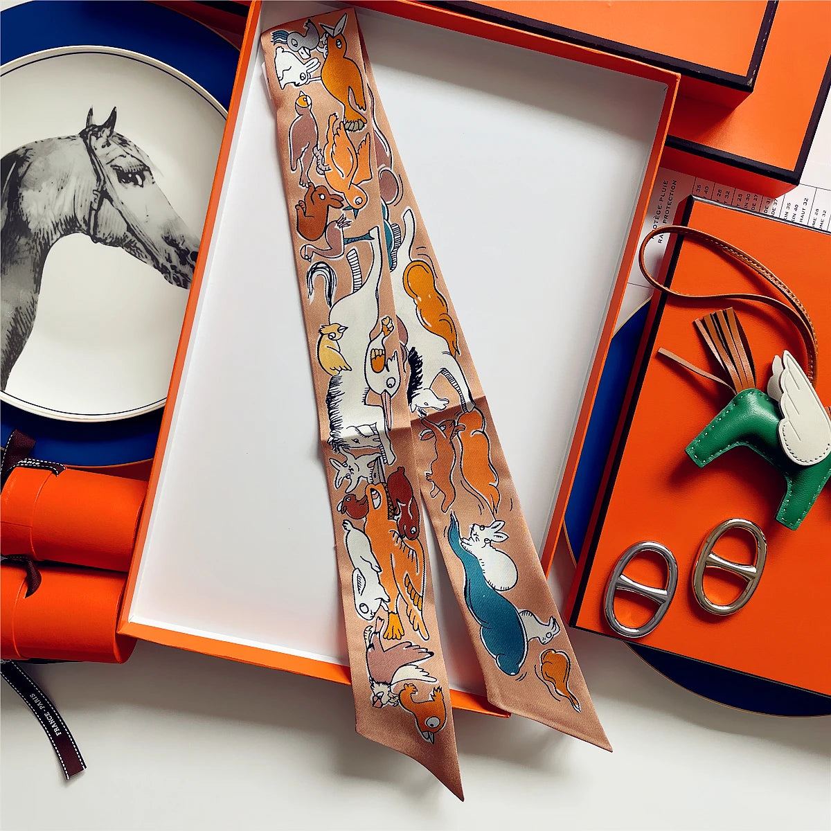 5*86 Cm Neck 100% Silk Scarf Custom Printing Scarves Designer Head Bag Women Stylish