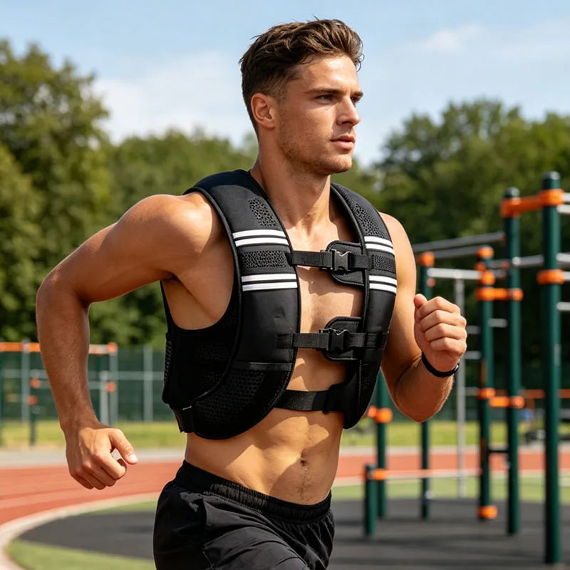 Adjustable Reflective Stripe Weighted Vest Breathable Workout Vest for Running Gym