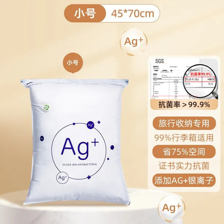 Vacuum Compression Bags Pump Free PA+PE Antibacterial Japandi Style Glossy Space Saving
