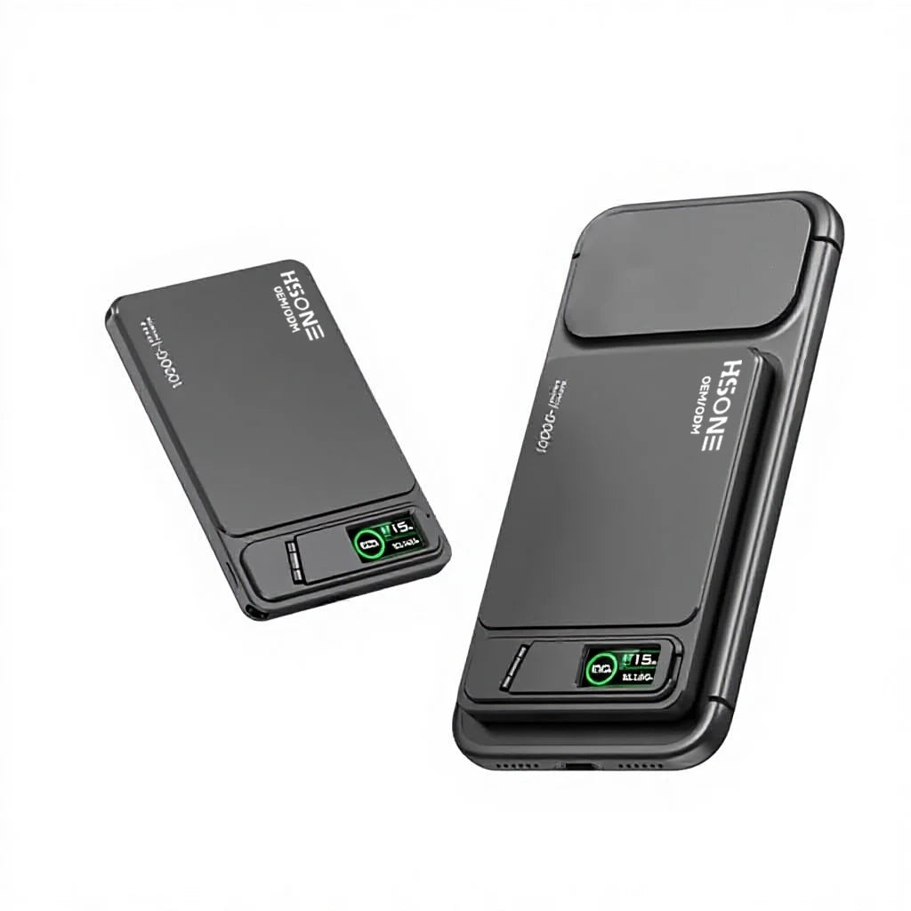 N52 Magnetic Power Bank with Stronger Grip TFT Real-Time Display 15W Fast Wireless