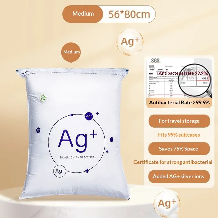Vacuum Compression Bags Pump Free PA+PE Antibacterial Japandi Style Glossy Space Saving