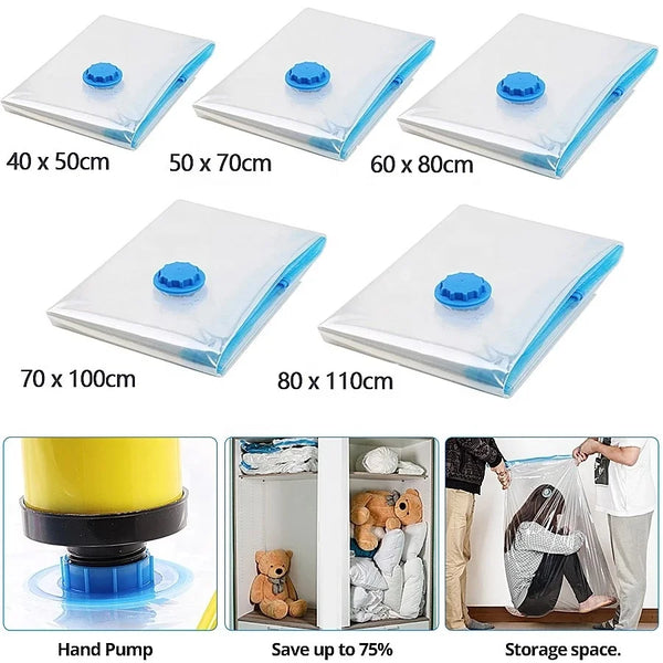 Vacuum Compression Sealed Storage Bag for Travel Bedding & Living Room Use with Electric (Pack of 2)