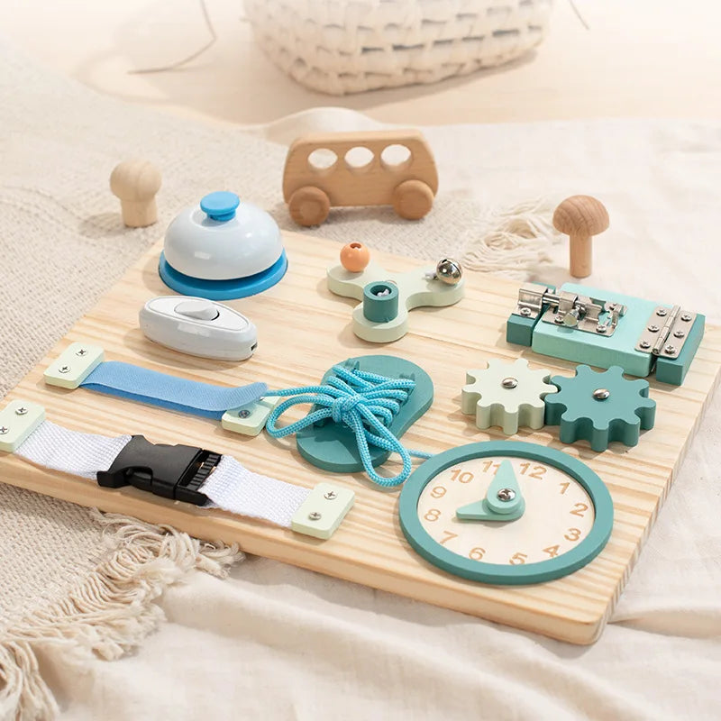 Montessori Wooden Children 4-6 Years Activity Table Busy Board Game Beads Blocks Hand-Eye