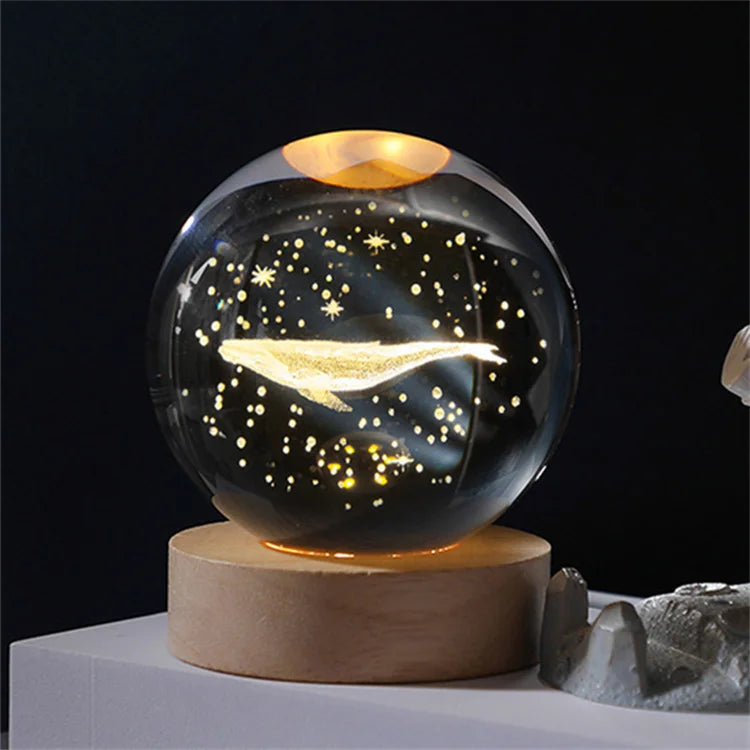 Projector 3D Night Lights Crystal Ball Music Box Customized Heart Rotate Animation Figure