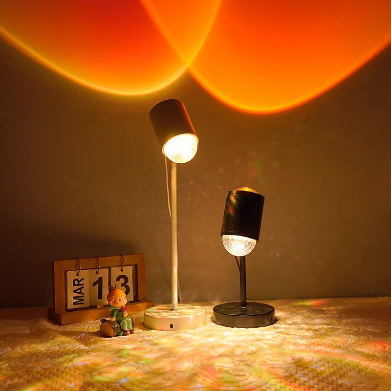Double-Headed Sunset Water Ripple Lamp Dynamic Rotating Atmosphere Projection for Live