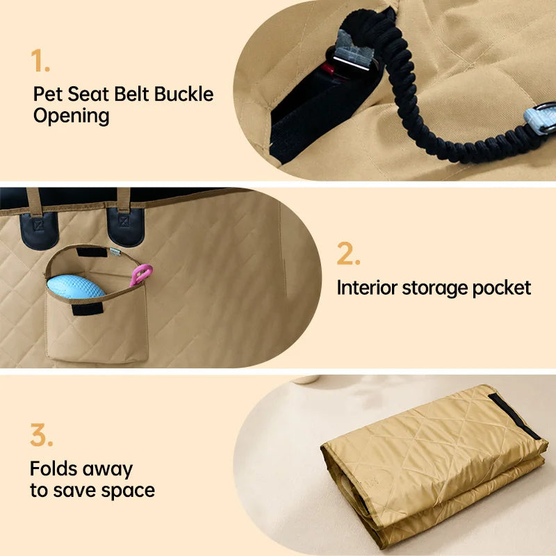 Foldable Dog Car Seat Pad Fully Surrounds Featuring Waterproof Dog Outdoor Seat Cushion