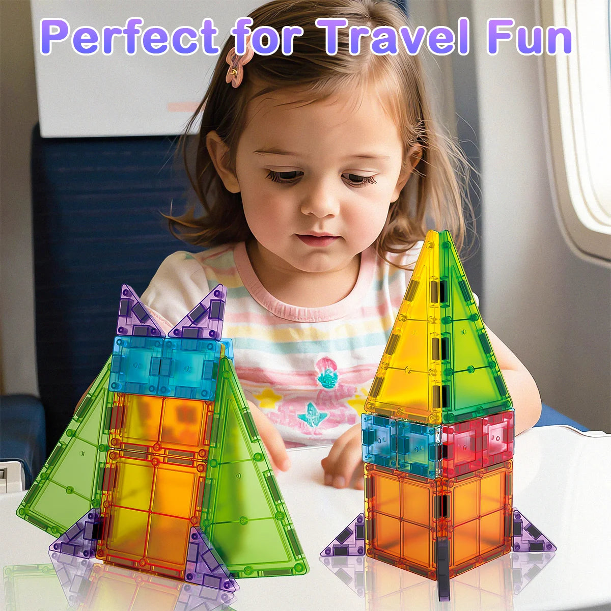 Magnetic Building Tiles Blocks STEM Montessori Educational DIY Construction Toys ABS
