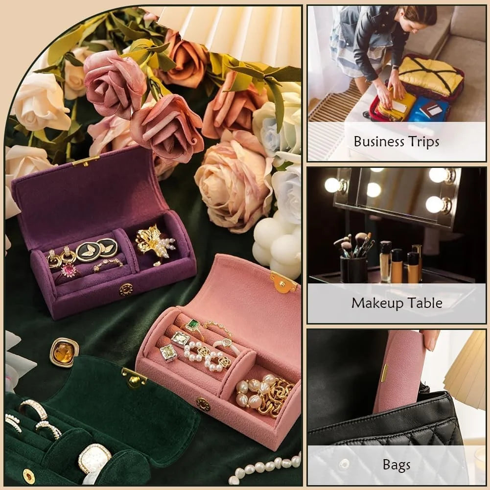 Travel Jewelry Case Portable Velvet Organizer Rings Earrings Storage Box Perfect Gift