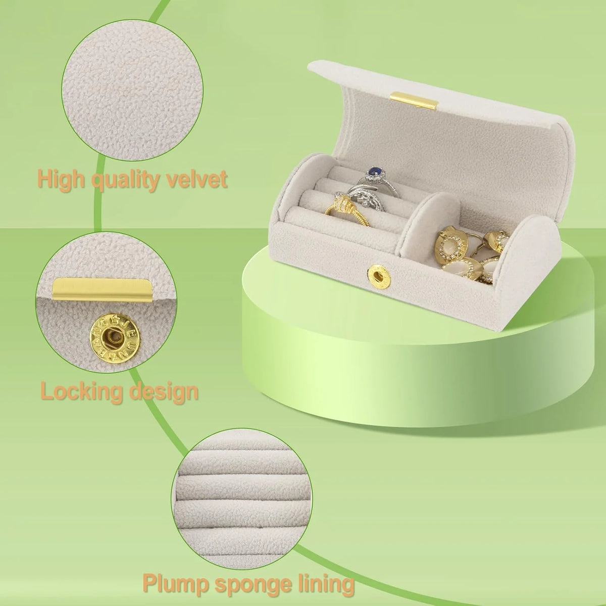 Travel Jewelry Case Portable Velvet Organizer Rings Earrings Storage Box Perfect Gift