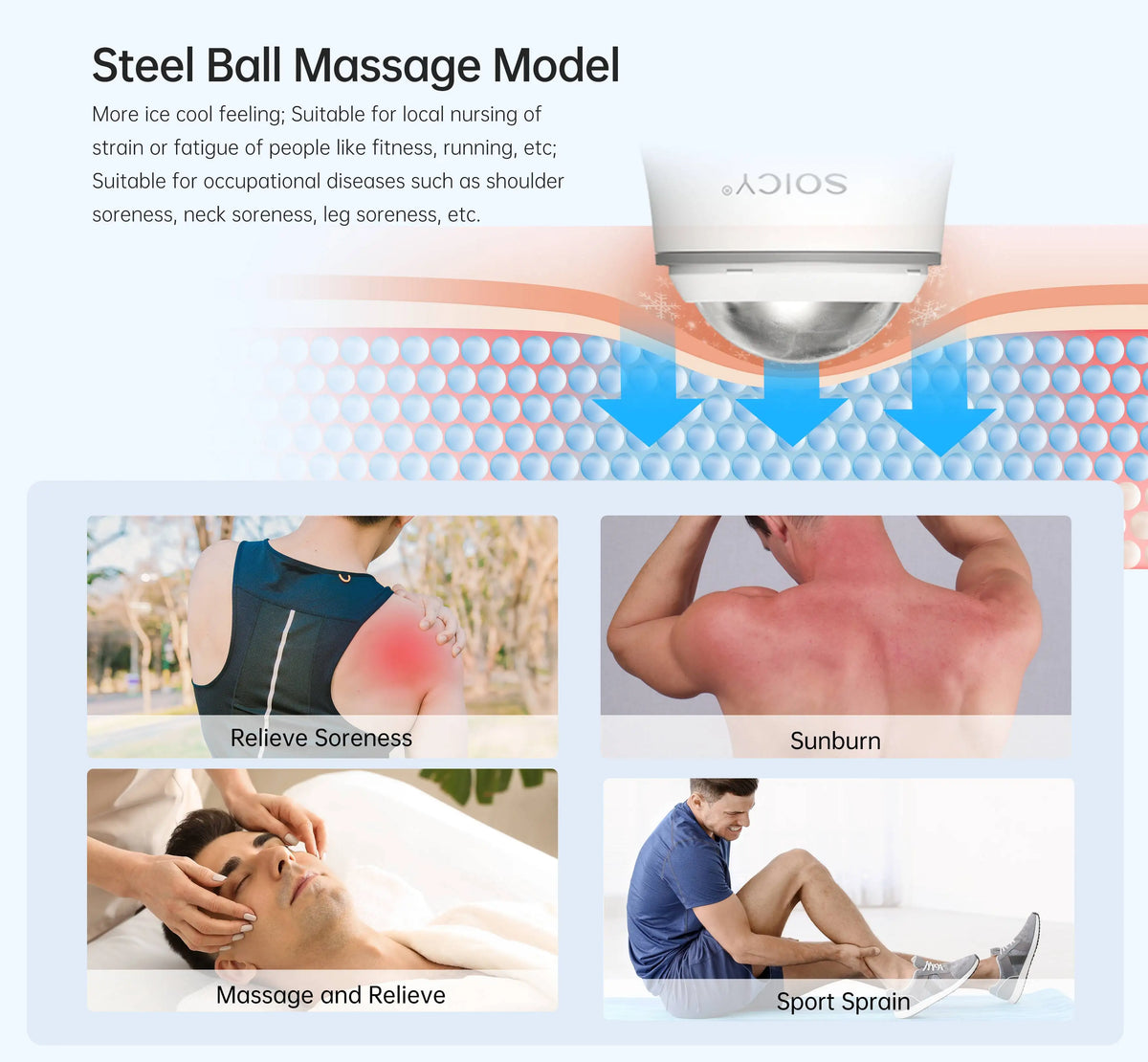 Official SOICY S50 Ice Roller Facial Massager for Face