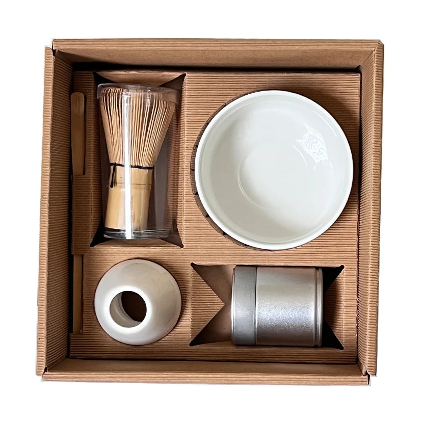 Customized Packaging Premium Matcha Ceremonial Gift Set with Ceramic Chawan Bamboo Chawan
