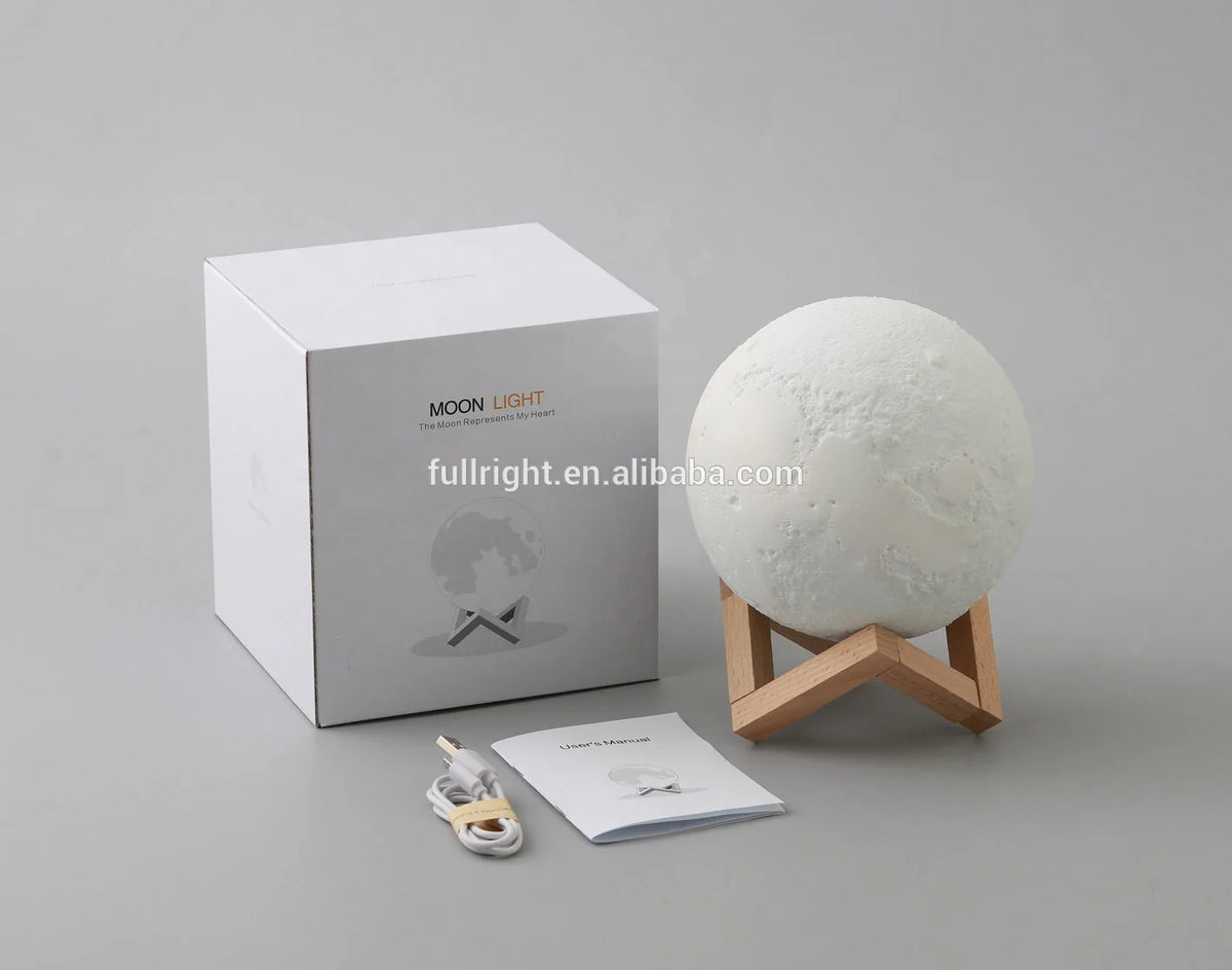 3D Moon Lamp Touch LED Moon Light with Wooden Stand LED Moon Lamp