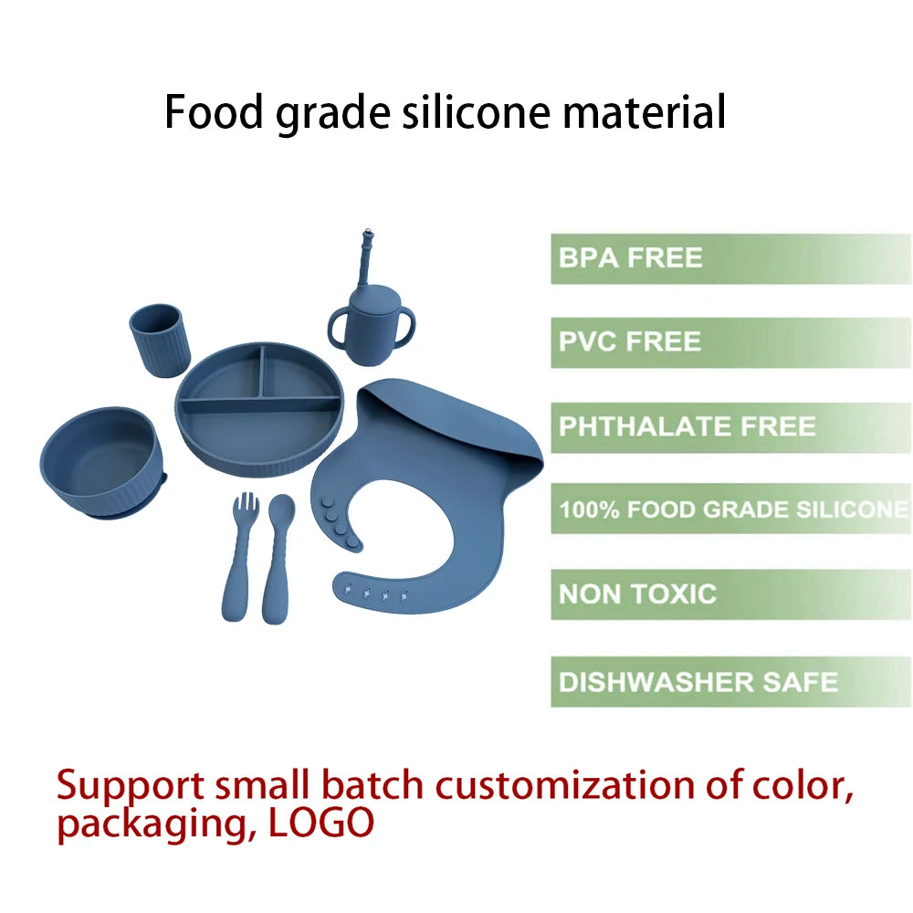 Silicone Tableware Baby Products Eating Set Feeding Supplies Dining Plate Set Baby